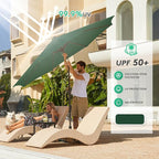 JEAREY Upgrade 9FT LED Lighted Patio Umbrella, Solar Outdoor Umbrella, Tilt Table Umbrella for Pool, Deck & Yard(Dark Green)