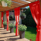 SpaceDresser Waterproof Outdoor Sheer Curtains for Patio - 2 Panels Rod Pocket Indoor Voile Sheer Curtain for Living Room,100W x 120L inch, Red