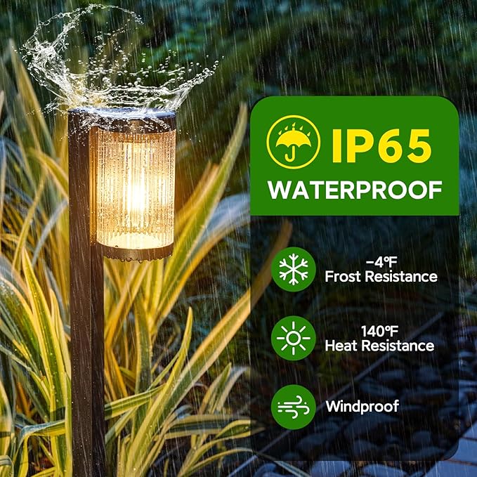Solar Pathway Lights Outdoor, 4 Pack Upgraded Outdoor Solar Lights for Outside Super Bright Up to 12Hrs, IP65 Waterproof Solar Garden Lights for Yard Path Walkway Decor Landscape Lighting