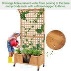 Yaheetech 72" H Horticulture Garden Planter with Trellis for Vine Climbing Plants Garden Box Outdoor w/Drainage Holes Raised Garden Bed Garden Planter Box for Flowers, Herbs Light Brown