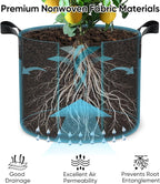 Grow Bags for Potato 5-Gallon: 10 Pack Black 350G Heavy Duty Thickened Fabric Pots with Handles & Labels - Nonwoven Gardening Containers for Growing Plants Vegetable Fruit Tomato Flowers Herbs