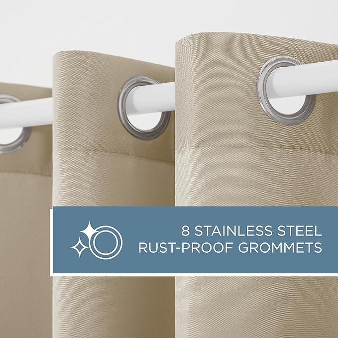 TOWN & COUNTRY BASICS Cabana Solid Heavyweight Indoor Outdoor Curtains, Light Filtering Opacity with Grommet Top, Water Repellent, 2-Pack Set, 54"x108", Taupe