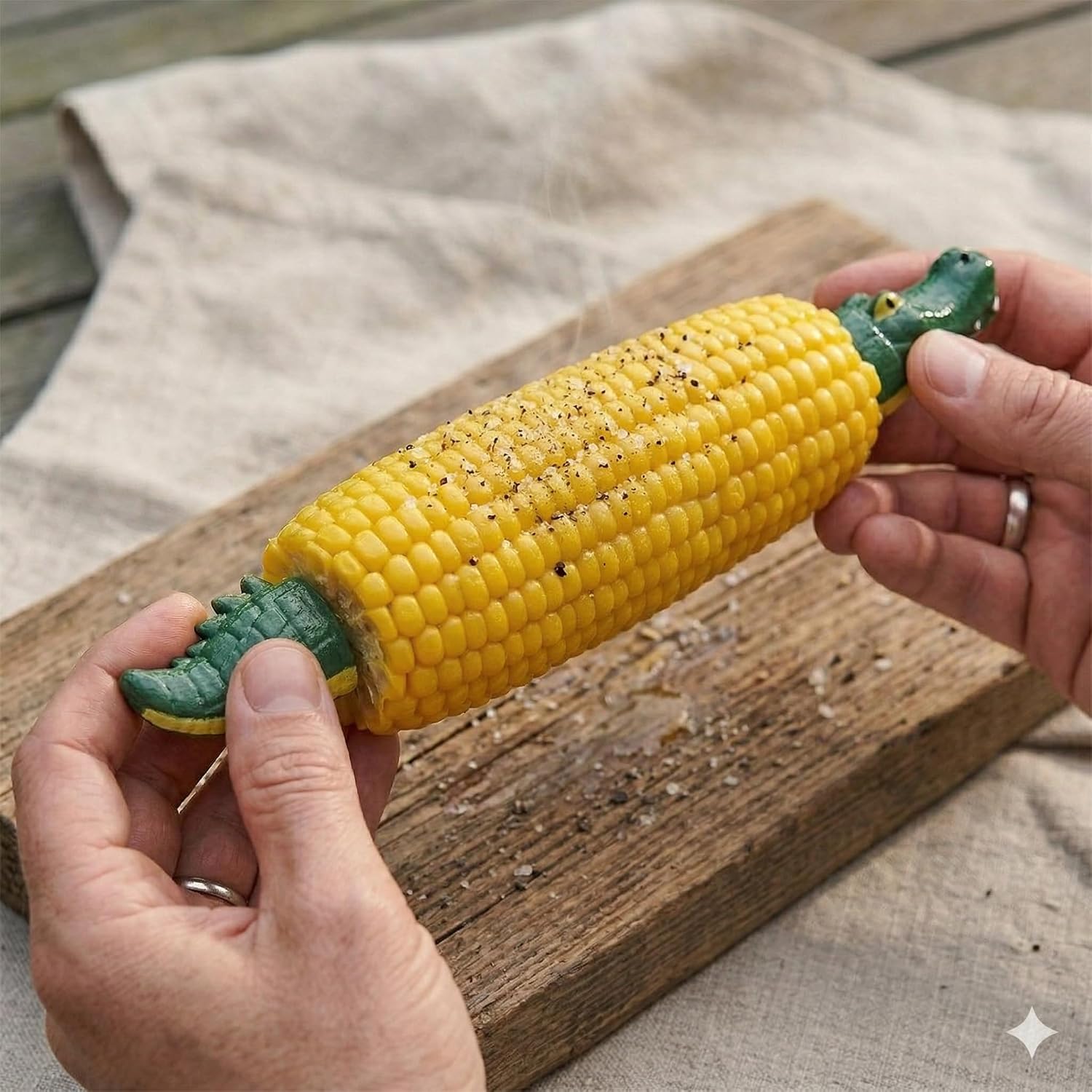 Outset Corn Holders, Crocodile Style Set of 4 Pairs, Croc Corn Handles | Keep Your Hands Clean While Eating | Fun Alligator Corn Skewers | Long Lasting Corn On The Cob Holders | Crocodile Décor