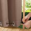 NICETOWN 2 Panels Waterproof Outdoor Curtains Fixed Grommet & Back Tab on Top & Bottom, Thermal Insulated Keep Rain & Sun Out Blackout Windpoorf Outdoor Draperies with Rope, W52 by L108, Tan-Khaki