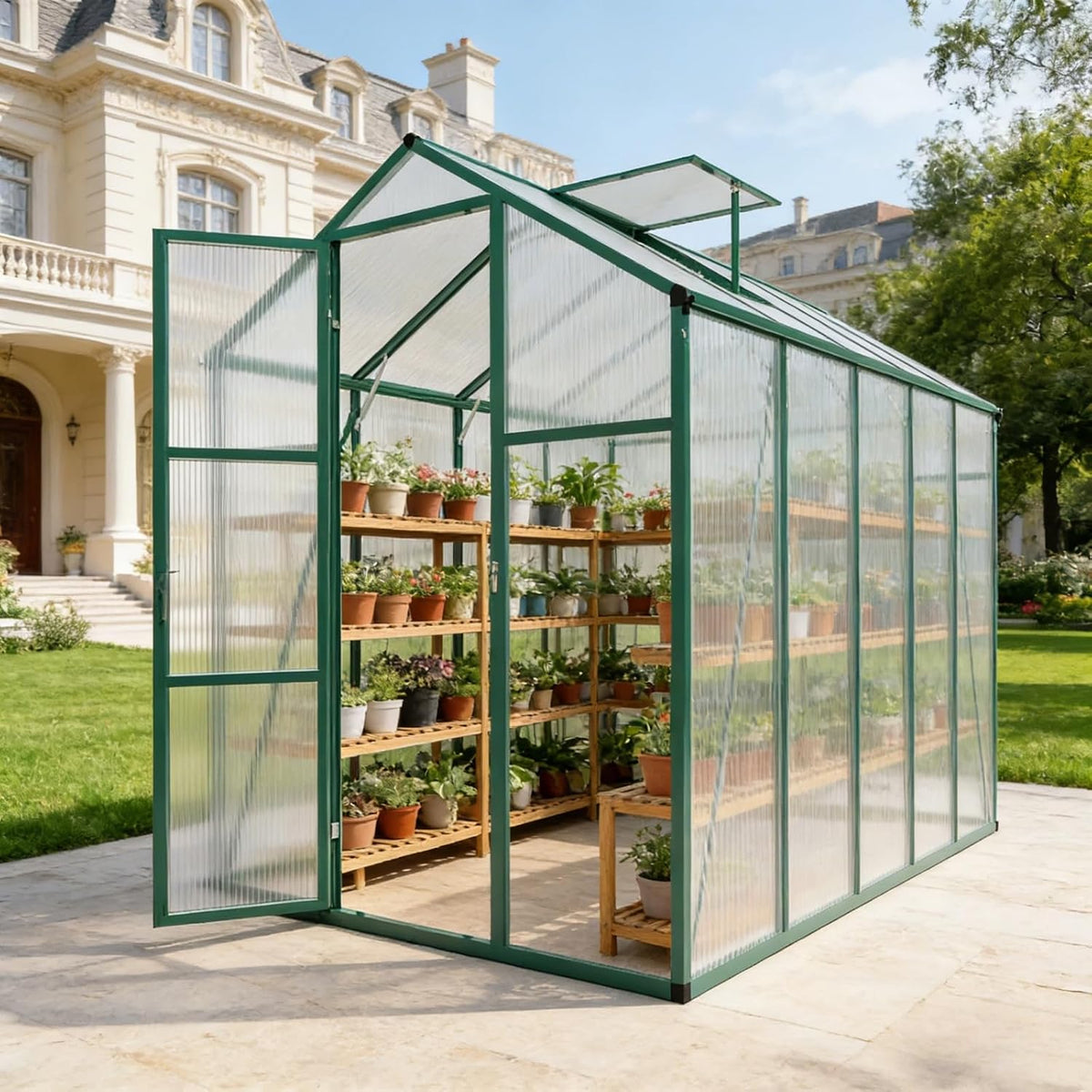 6x10 ft greenhouse, walk-in heavy duty polycarbonate outdoor, main product view