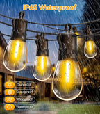 Outdoor String Lights Patio LED Light Outside - 60M 58+2 S14 LED Dimmable 200ft Porch Lighting IP65 Waterproof