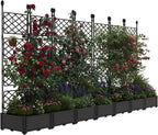 7 PCS Raised Garden Bed with Trellis & Privacy Screen, 116"w x 63"Tall Vertical Garden Planter Box for Climbing Plants - Sturdy Lightweight Outdoor Planter for Vegetables, Flowers on Patio, Balcony