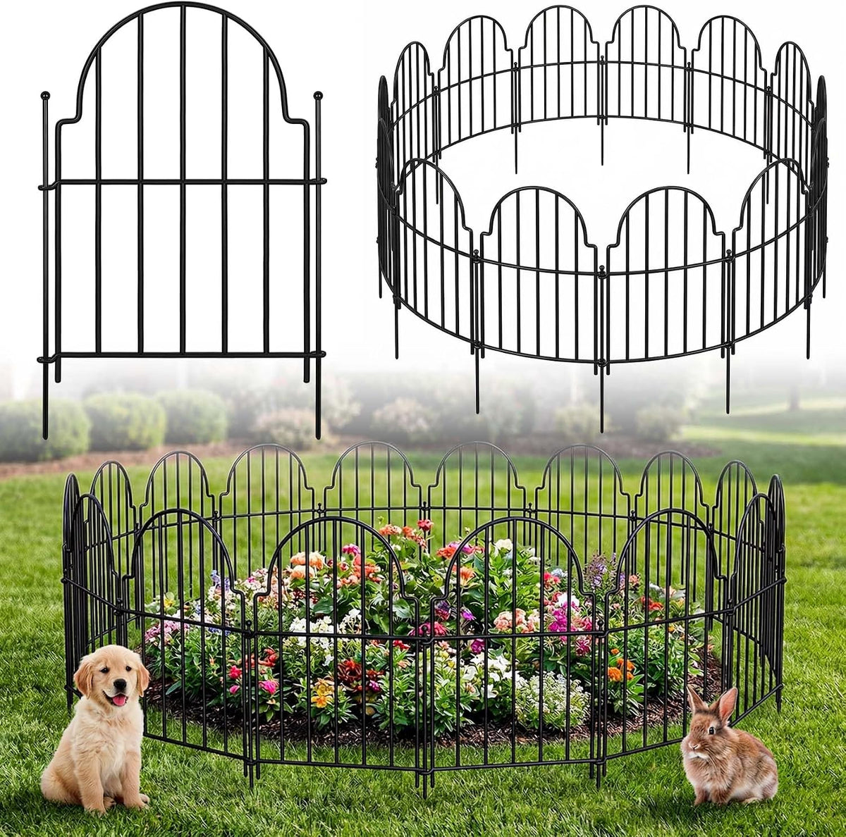 decorative garden fence panels 19 pack - 16in, main product view