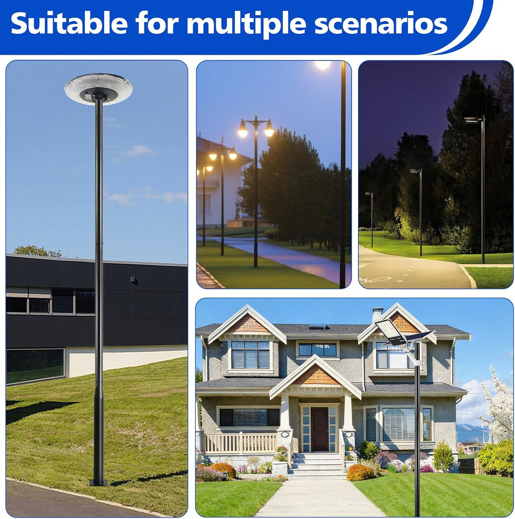 Street Light Pole 10ft Tall，Outdoor Split Adjustable Heavy-Duty Metal | Solar Light Pole with Rebar Cage and Ground Screw，Suitable for Basketball Courts, Parking Lots and Streets.
