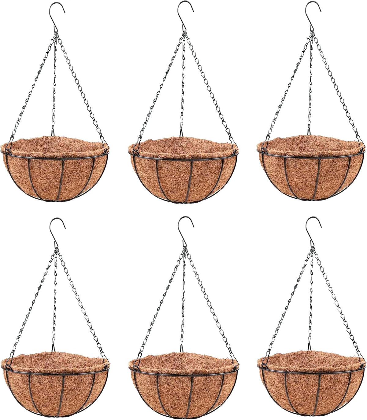 lalagreen hanging baskets (12 in, 6 pack) black, main product view