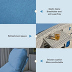 Outdoor Recliner Chairs Set of 2, Reclining Patio Chairs with Adjustable Back up to 150°Lay Flat and Extended Footrest, Wicker Recliner Chairs with Flip Table and Removable Olefin Cushion