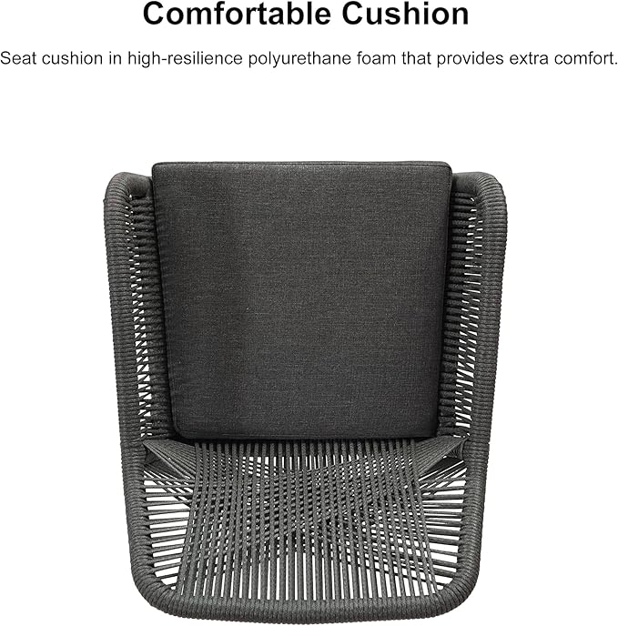 PURPLE LEAF Outdoor 24" Counter Height Bar Stools Chair Set of 2, All Weather Rattan and Aluminum Patio Bar Stool with Cushion for Indoor and Outdoor, Kitchen Island, Grey