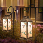 YHmall 5.5 x 13.8 Inch Hummingbird Solar Lanterns Outdoor Waterproof | Birthday Gifts for Women Mom and Grandma, Hanging Decorative Solar Lantern for Garden Yard Lawn Patio Decor