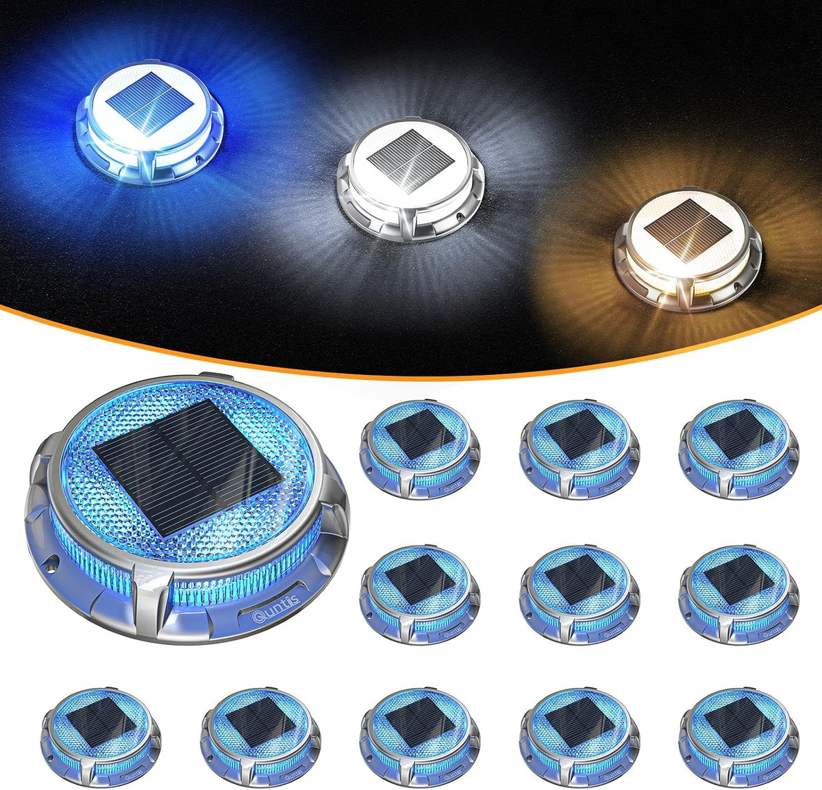 quntis solar deck lights outdoor 12 pack, 3, main product view