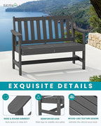 SERWALL Outdoor Bench, HDPE Outdoor Benches Weatherproof, 2-Person Garden Bench with 660 lbs Weight Capacity, Patio Benches for Outdoors, Garden, Porch, Backyard and Park, Grey, 2 Pack