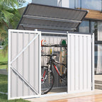 AECOJOY Outdoor Trash Can Storage, 46 Cu.Ft White Trash Can Storage Cabinet Shed Outdoor Horizontal Storage Cabinet Waterproof, Garbage Can Storage Bicycle Sheds & Outdoor Storage Clearance