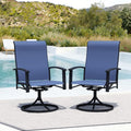 Patio Swivel Chairs Set of 2, All-Weather Swivel Rocker Chair, Outdoor Dining Chairs with High Back, Porch Chairs for Lawn, Porch, Garden, Blue