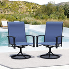 Patio Swivel Chairs Set of 2, All-Weather Swivel Rocker Chair, Outdoor Dining Chairs with High Back, Porch Chairs for Lawn, Porch, Garden, Blue
