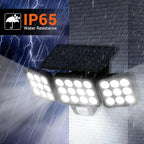 WdtPro Solar Lights Outdoor Flood Light, 3500LM Bright Motion Sensor Outdoor Lights, 3 Heads & Upgrade Glass Panel, LED Solar Powered Security Light Spotlights Waterproof for Outside Yard-2Pack