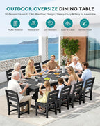 SERWALL Outdoor Dining Table, 84" Rectangular Dining Table for 6-10 Person, All Weather HDPE Outdoor Furniture for Backyard, Garden, Black