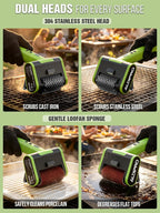 2-in-1 Electric Grill Brush & Ice Scraper with 1900 RPM Heavy Duty Motor | Electric Grill Cleaner with 3 Quick Release Heads, Long Handle, Splash Guard, 3H Runtime & Storage Case for All Grill Types