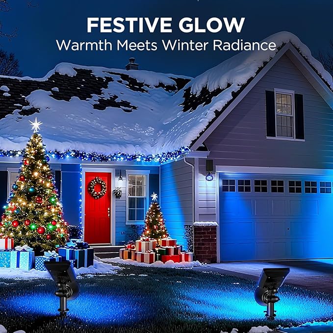 InnoGear Solar Lights Outdoor Waterproof Halloween Christmas Solar Garden Light for Outside Yard Landscape Lighting Pathway Spot Lights Spotlight Wall Light Auto On/Off, 2 Pack (Blue Light)