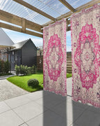 Pink Bohemian Outdoor Curtains for Patio Waterproof, Grommet Privacy Curtain Drapes Weatherproof Outside Curtains for Porch GazeboPergola Cabana 2 Panel 54x108inch Medallion Floral Geometric Printed