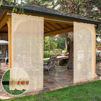 SpaceDresser Waterproof Outdoor Sheer Curtains for Patio - 4 Panels Rod Pocket Indoor Voile Sheer Curtain for Living Room,52W x 120L inch,Beige