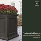Mayne Fairfield 24-Inch Self Watering Square Planter Box, Weather-Resistant and Durable, Ideal for Indoor and Outdoor Use, Perfect for Patio, Porch, or Entryway