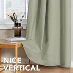H.VERSAILTEX Linen Curtains 100% Blackout Curtains for Bedroom 108 inch Long Full Light Blocking Nature Linen Blended Window Curtains for Living Room Nickel Grommet (2 Panels, Heathered Tea)
