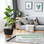 8/10/12 Inch Self Watering Pots for Indoor/Outdoor Plants - Large Plastic Planter with Drainage Holes, Water Level Indicator & Deep Reservoir, Modern Decorative Flower Pots (Black)