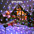 Christmas Snowfall Projector Lights Outdoor,15 Colors Holiday Rotating Falling Snow Projector with Remote Control,Waterproof Landscape Lights for Home Yard Garden Halloween Christmas Decor