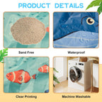6.5 X 6.5Ft Baby Beach Pool, 2 in 1 Square Portable Toddler Beach Puddle | Cartoon Ocean Theme, Waterproof & Sandproof, Cute Toddler Paddling Pool Beach Blanket with Carrying Bag for Boys Girls, Green