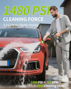 cordless pressure washer, handheld portable battery cordless power shown in use