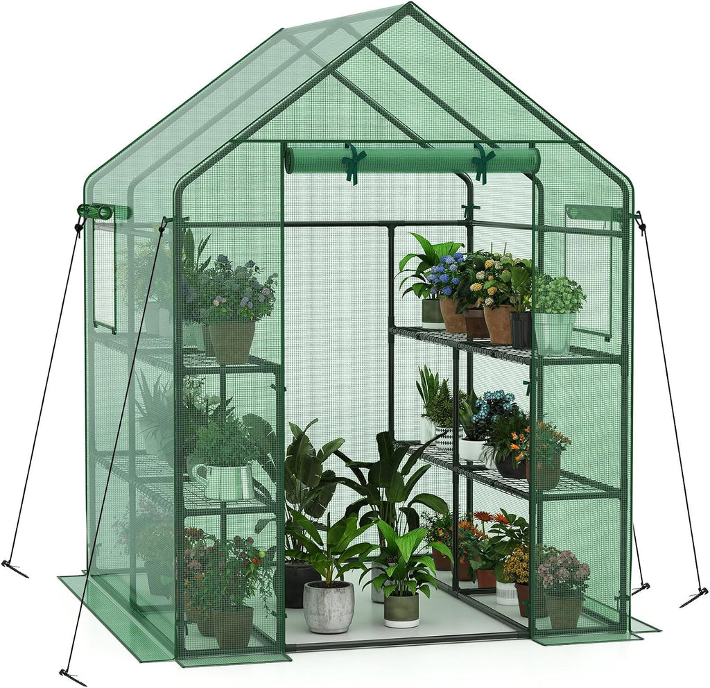 giantex walk-in greenhouse, gardening plant tent with roll-up, main product view