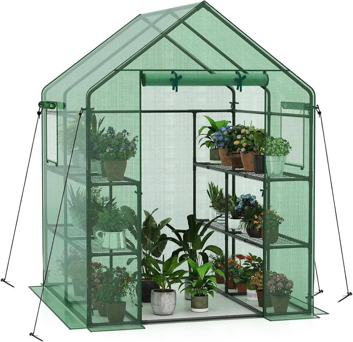 giantex walk-in greenhouse, gardening plant tent with roll-up, main product view