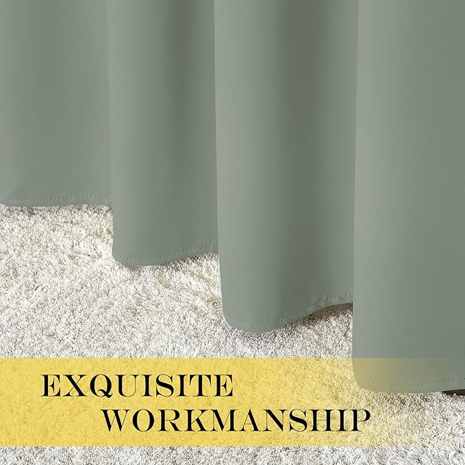 NICETOWN Sage Green Blackout Family Home Curtain - Grommet Thermal Insulated Room Darkening Window Treatment Sound & Light Blocking Drape for Bedroom/Living Room (W52 x L72, 1 Panel)