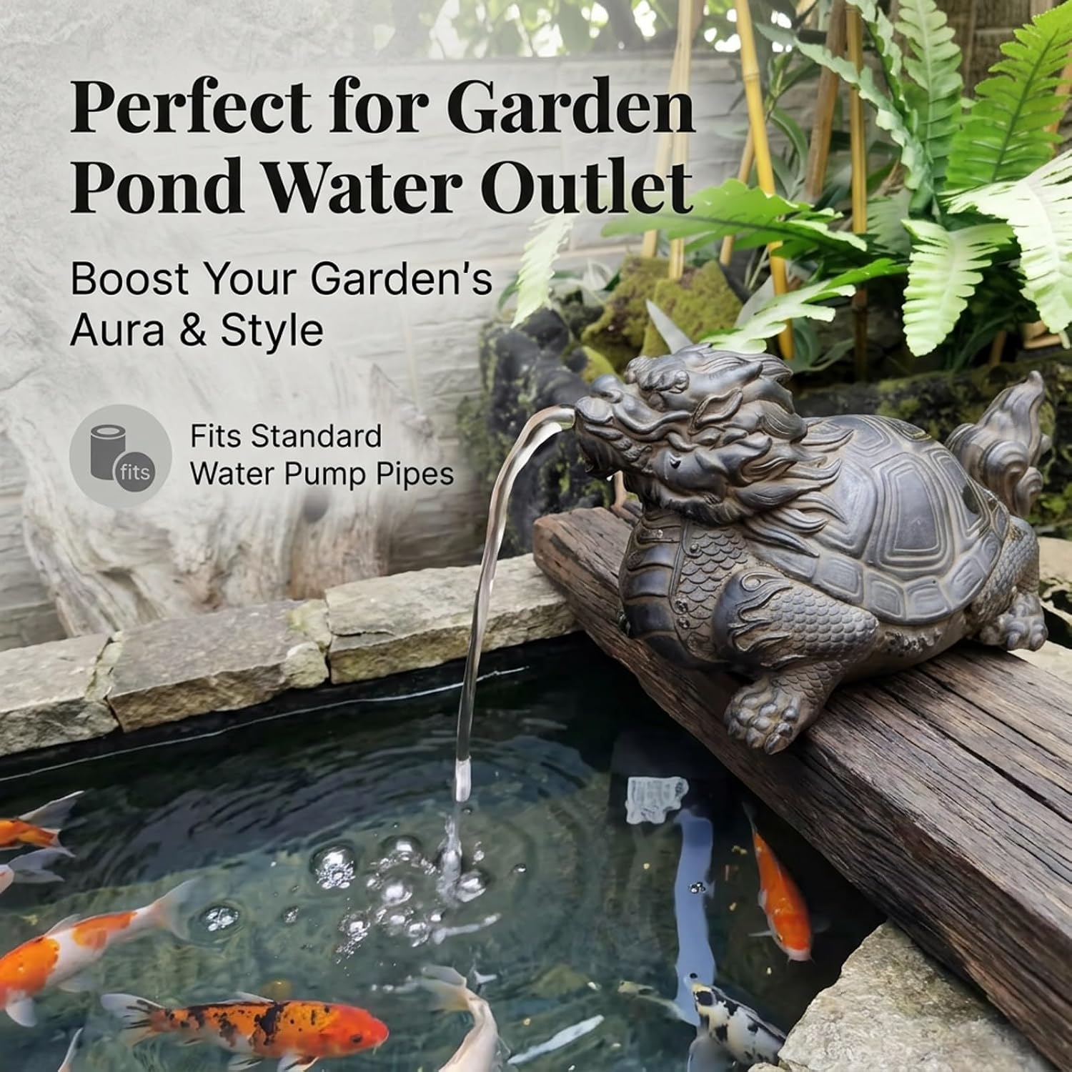 Pond spitters for Small Ponds Garden Decor for Koi Pond Decorative Stone-Effect Sculpture with Water Pump and Hose for Balcony,Courtyard Home Office