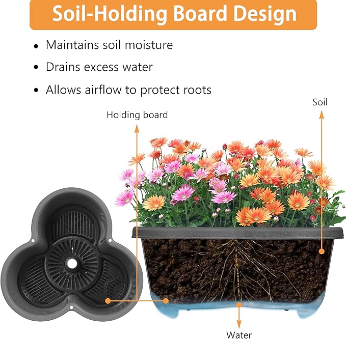 VECELO 7 Tier Vertical Garden Planter, Self Watering Stackable Planters with Wheels for Strawberries, Herbs, Flowers, Vegetables, Dark Gray