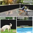 LOVE STORY 3.3'x19.7' Black Balcony Screen Privacy Fence Cover UV Protection (HDPE) Weather-Resistant 3 FT Height Shield for Deck, Patio, Backyard, Outdoor Pool, Porch, Railing