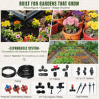 Push-to-Connect Drip Irrigation System Kit, 2-Zone Garden Watering System with 50FT 1/2" Mainline, Leak-Resistant Quick Connect Fittings, Adjustable Emitters for Raised Beds, Greenhouse