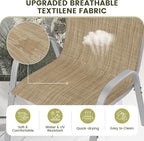 UDPATIO Patio Chairs Set of 2, Stackable Silver Outdoor Dining Chairs with High Back, Breathable Textilene Fabric Outdoor Chair All Weather, 350LBS Capacity for Garden, Backyard (Beige)