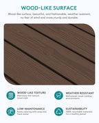 SERWALL Outdoor Coffee Table with 1.69" Umbrella Hole, HDPE Patio Coffee Table for Outside, Rectangle, Coffee