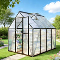 6x8 ft outdoor greenhouse with roof vent, charcoal, main product view