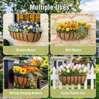 4 Pcs 30 Inch Trough Coco Liner for Window Box, 100% Natural Half Moon Coconut Coir Planter, Replaceable Coconut Fiber Liner for Window Boxes & Fence Flower Baskets (4, 30 inch)