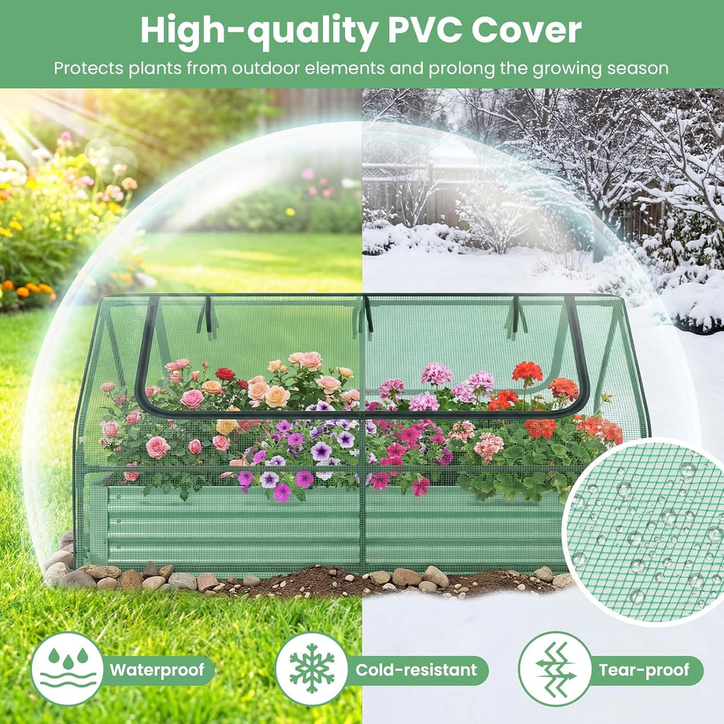 happygrill raised garden bed with cover, 2 large, side view