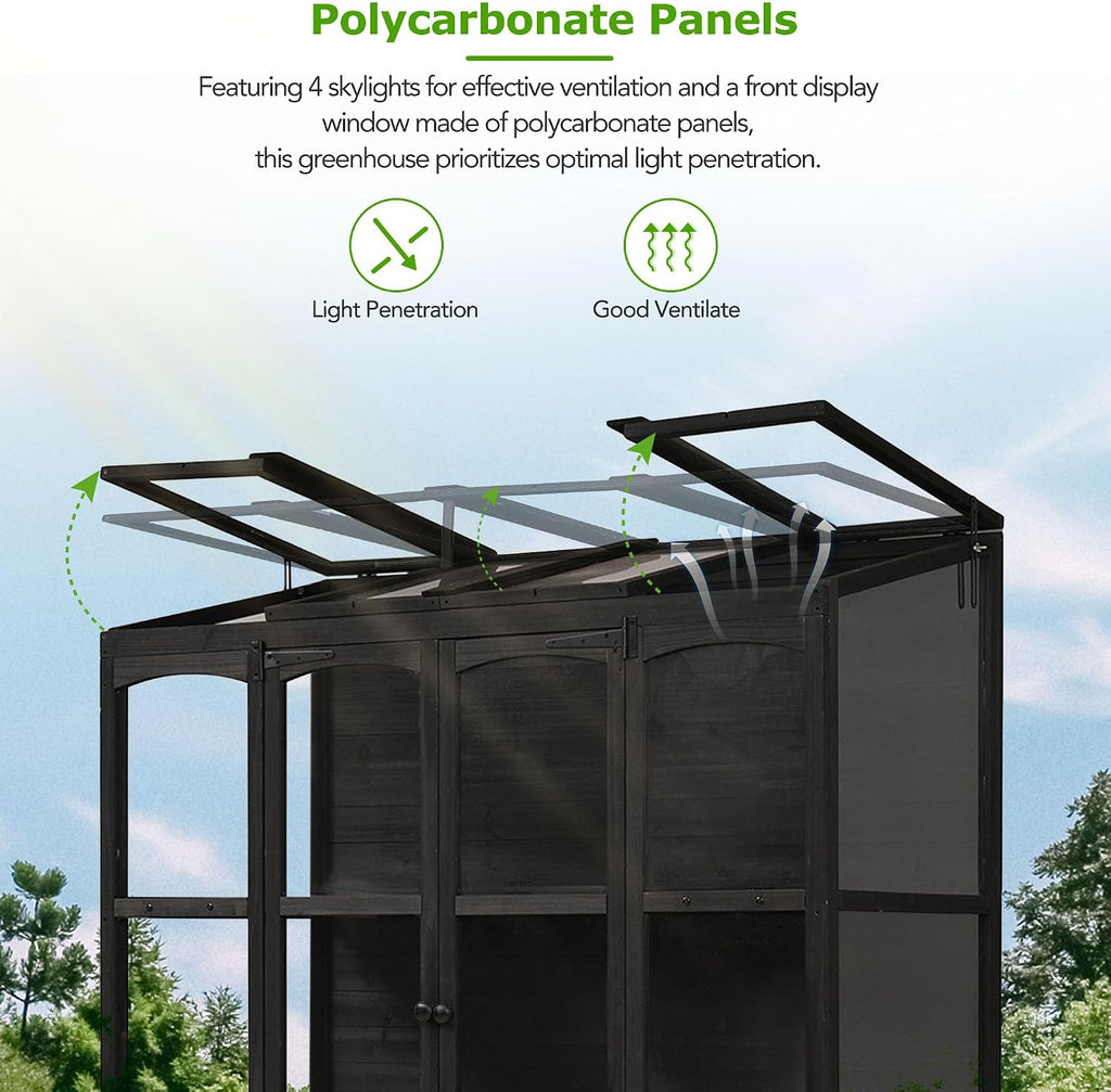 lumisol greenhouse cold frame, 78-inch wooden greenhouse cold, close-up detail