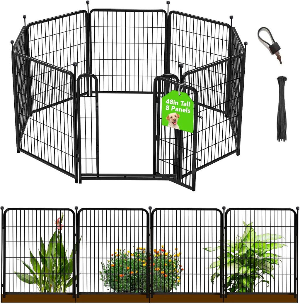 getlay 48 in(h) decorative garden fence with gate,8 shown in use