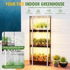 specilite 27x14x59in 4-tier rolling indoor greenhouse plant stand shown in use