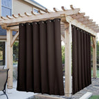 NICETOWN 2 Panels Outdoor Curtains for Patio Extra Wide 84", Waterproof & Windproof Grommet & Back Tab Fixed Top and Bottom Thermal Insulated Drapes with Rope for Gazebo, Toffee Brown, W84 x L108